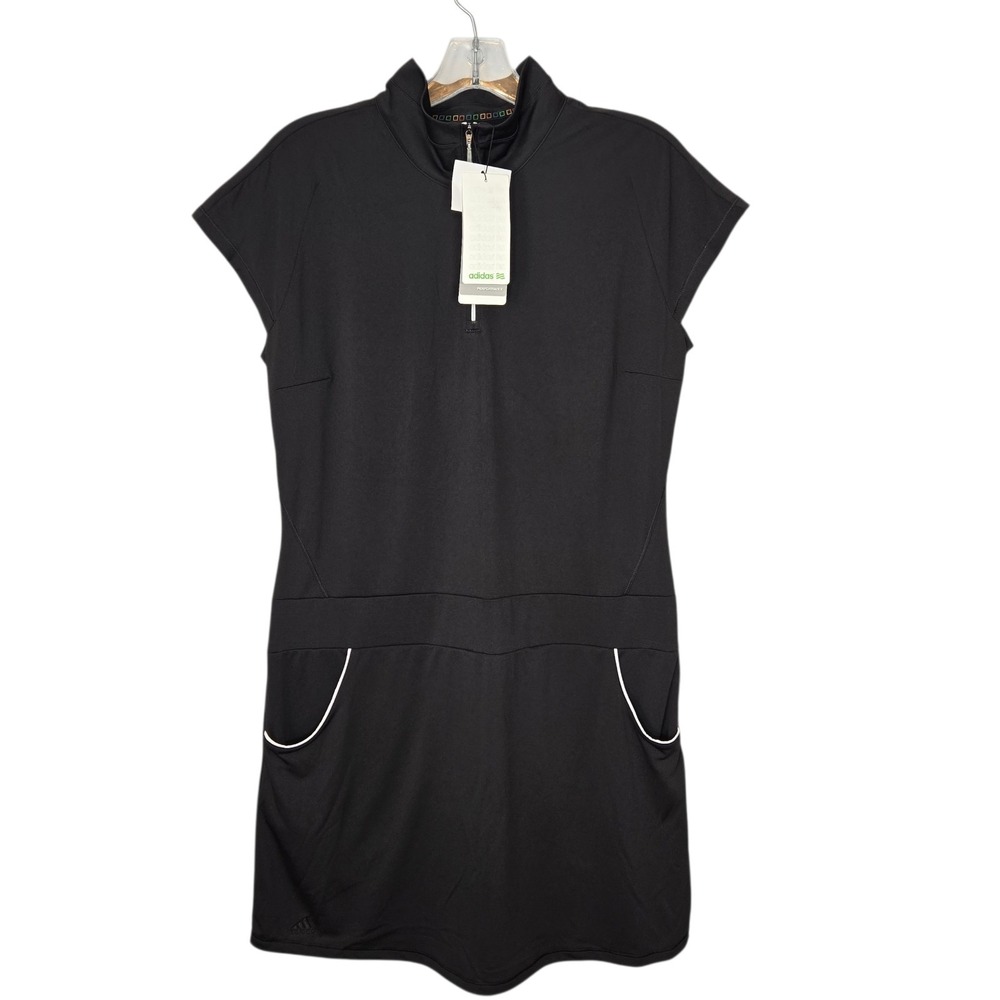 New Adidas Golf Zip Dress W Shorts 2 Pieces Womens Size 10 NWT Black Performance